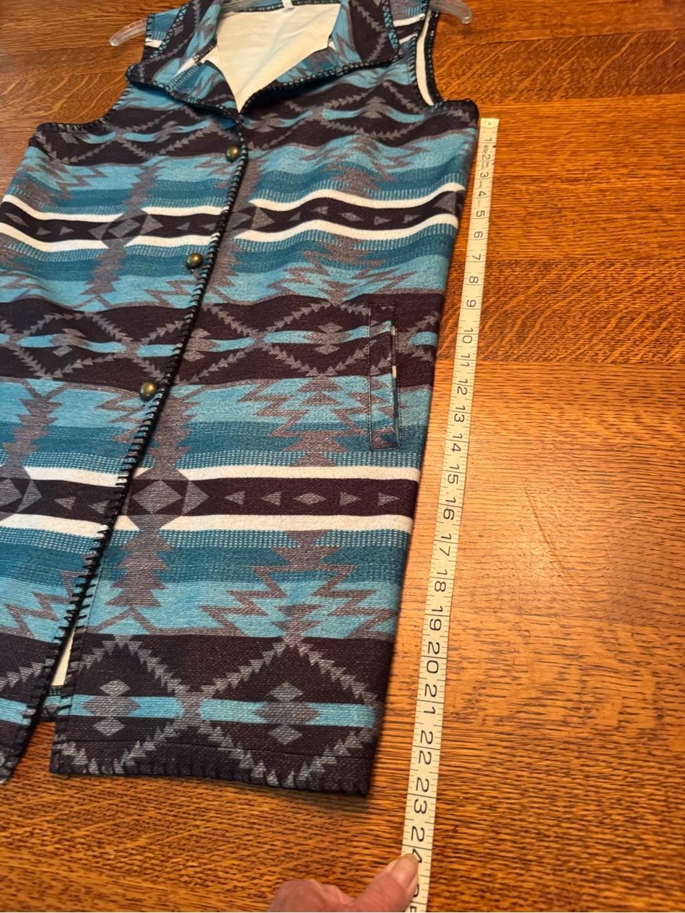 Turquoise Aztec-Pattern Button-Down Vest - Picture 13 of 13